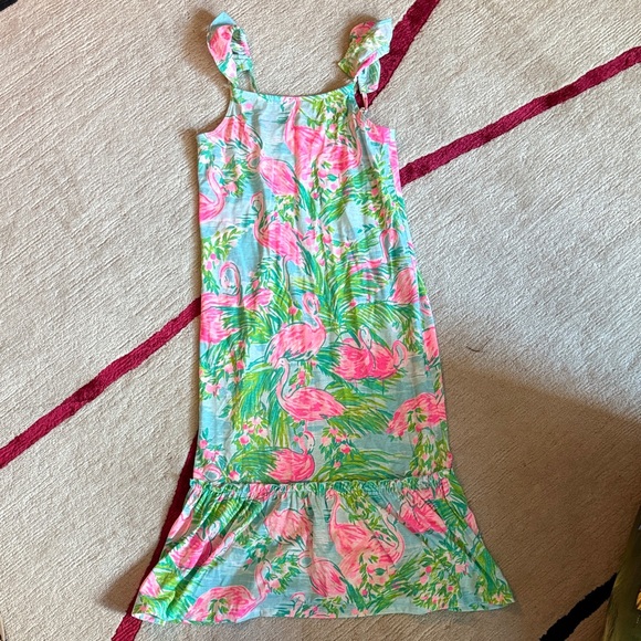 Lilly Pulitzer Girls Pink and Green Tropical Print Fabric - Picture 1 of 5